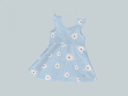 Dress with Ruffled Sleeves - Blue Daisies