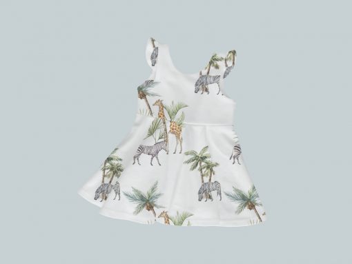 Dress with Ruffled Sleeves - Zebra Palm Tree