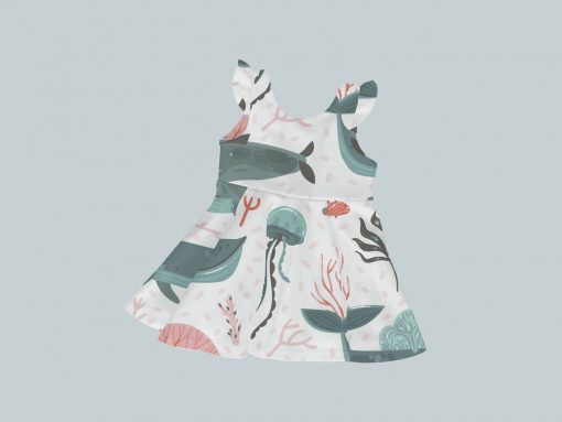 Dress with Ruffled Sleeves - Whale & Jellyfish
