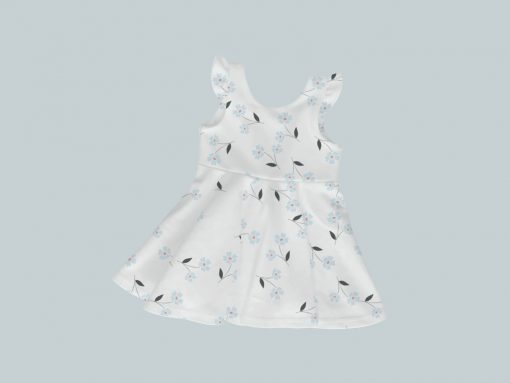 Dress with Ruffled Sleeves - Baby Blue Flowers