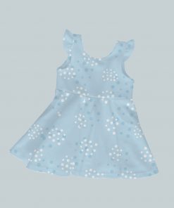 Dress with Ruffled Sleeves - Soft Blue Dots