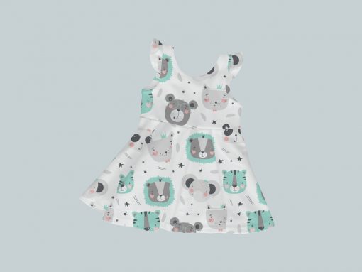 Dress with Ruffled Sleeves - Baby Animals
