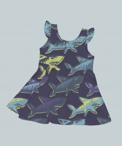 Dress with Ruffled Sleeves - Dark Shark