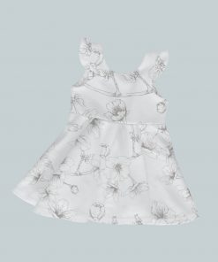 Dress with Ruffled Sleeves - Soft Floral Sky