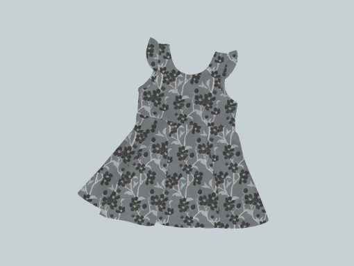 Dress with Ruffled Sleeves - Baby Black Blooms