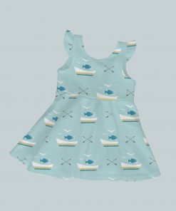 Dress with Ruffled Sleeves - Boating Blue