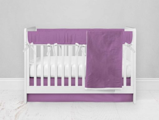 Bumperless Crib Set with Modern Skirt and Modern Rail Covers - Purple