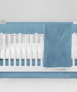 Bumperless Crib Set with Modern Skirt and Modern Rail Covers - Bright Blue