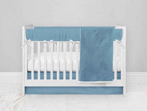 Bumperless Crib Set with Modern Skirt and Modern Rail Covers - Bright Blue