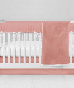 Bumperless Crib Set with Modern Skirt and Modern Rail Covers - Peach