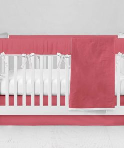 Bumperless Crib Set with Modern Skirt and Modern Rail Covers - Coral