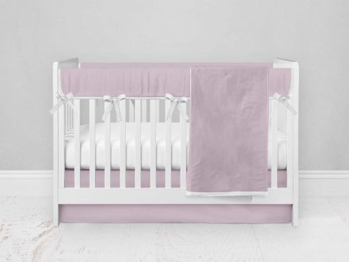 Bumperless Crib Set with Modern Skirt and Modern Rail Covers - Bright Pink