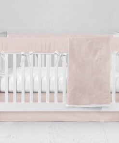 Bumperless Crib Set with Modern Skirt and Modern Rail Covers - Pink