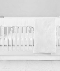 Bumperless Crib Set with Modern Skirt and Modern Rail Covers - White