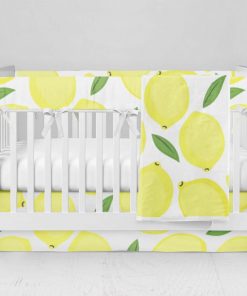 Bumperless Crib Set with Modern Skirt and Modern Rail Covers - Lively Lemons