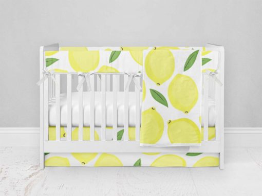 Bumperless Crib Set with Modern Skirt and Modern Rail Covers - Lively Lemons