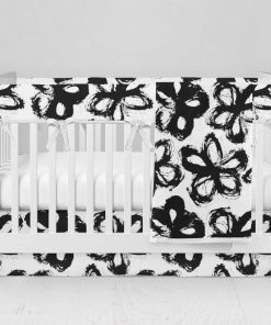 Bumperless Crib Set with Modern Skirt and Modern Rail Covers - Fab Flower