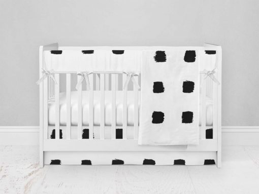 Bumperless Crib Set with Modern Skirt and Modern Rail Covers - Checked