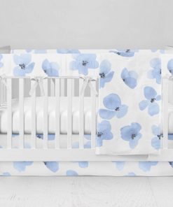 Bumperless Crib Set with Modern Skirt and Modern Rail Covers - Blue Violet