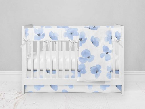 Bumperless Crib Set with Modern Skirt and Modern Rail Covers - Blue Violet