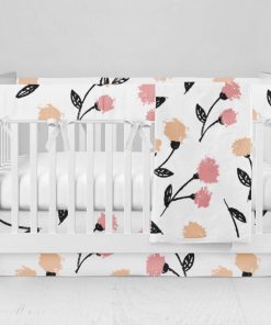 Bumperless Crib Set with Modern Skirt and Modern Rail Covers - Sweet Buds