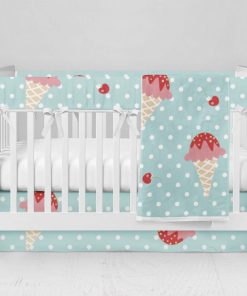 Bumperless Crib Set with Modern Skirt and Modern Rail Covers - Cherry On Top