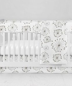 Bumperless Crib Set with Modern Skirt and Modern Rail Covers - Dandy Delight Ink