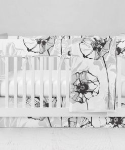 Bumperless Crib Set with Modern Skirt and Modern Rail Covers - Buttercup