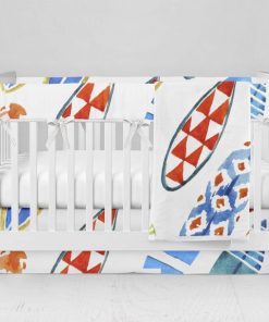 Bumperless Crib Set with Modern Skirt and Modern Rail Covers - Surfboards
