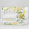 Bumperless Crib Set with Modern Skirt and Modern Rail Covers - Lemons Detailed Floral