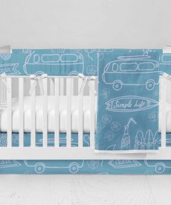Bumperless Crib Set with Modern Skirt and Modern Rail Covers - Simple Life