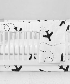 Bumperless Crib Set with Modern Skirt and Modern Rail Covers - Fly Fly