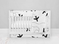 Bumperless Crib Set with Modern Skirt and Modern Rail Covers - Fly Fly