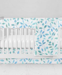 Bumperless Crib Set with Modern Skirt and Modern Rail Covers - Blue Ivy