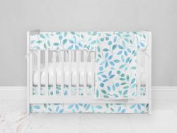 Bumperless Crib Set with Modern Skirt and Modern Rail Covers - Blue Ivy