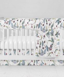 Bumperless Crib Set with Modern Skirt and Modern Rail Covers - Wild Berries