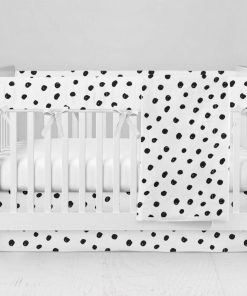 Bumperless Crib Set with Modern Skirt and Modern Rail Covers - Dotted