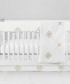 Bumperless Crib Set with Modern Skirt and Modern Rail Covers - Dainty Dots