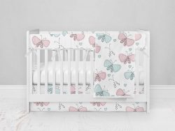 Bumperless Crib Set with Modern Skirt and Modern Rail Covers - Baby Butterfly