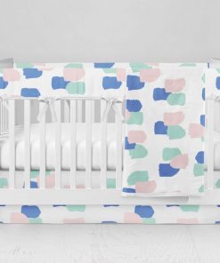 Bumperless Crib Set with Modern Skirt and Modern Rail Covers - Confetti Colors
