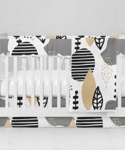Bumperless Crib Set with Modern Skirt and Modern Rail Covers - Abstract Nature