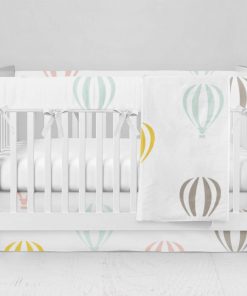 Bumperless Crib Set with Modern Skirt and Modern Rail Covers - Day Dream