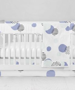 Bumperless Crib Set with Modern Skirt and Modern Rail Covers - Spots & Dots