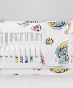 Bumperless Crib Set with Modern Skirt and Modern Rail Covers - Cupcakes