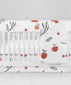 Bumperless Crib Set with Modern Skirt and Modern Rail Covers - Cheery Cherry