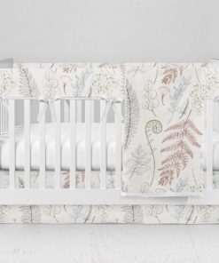 Bumperless Crib Set with Modern Skirt and Modern Rail Covers - Fern & Feather