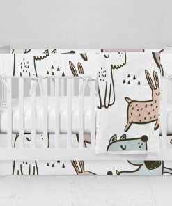 Bumperless Crib Set with Modern Skirt and Modern Rail Covers - Bright Days