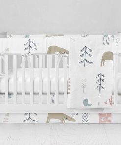 Bumperless Crib Set with Modern Skirt and Modern Rail Covers - Simply Fly