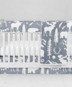 Bumperless Crib Set with Modern Skirt and Modern Rail Covers - Wild & Free