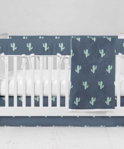 Bumperless Crib Set with Modern Skirt and Modern Rail Covers - Cactus Green